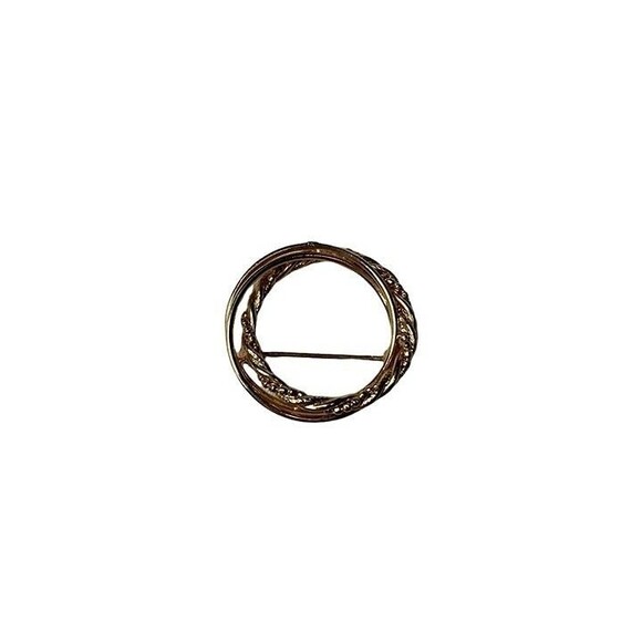 Mid Century Circle and Braided Circle Pin Brooch - Picture 1 of 4